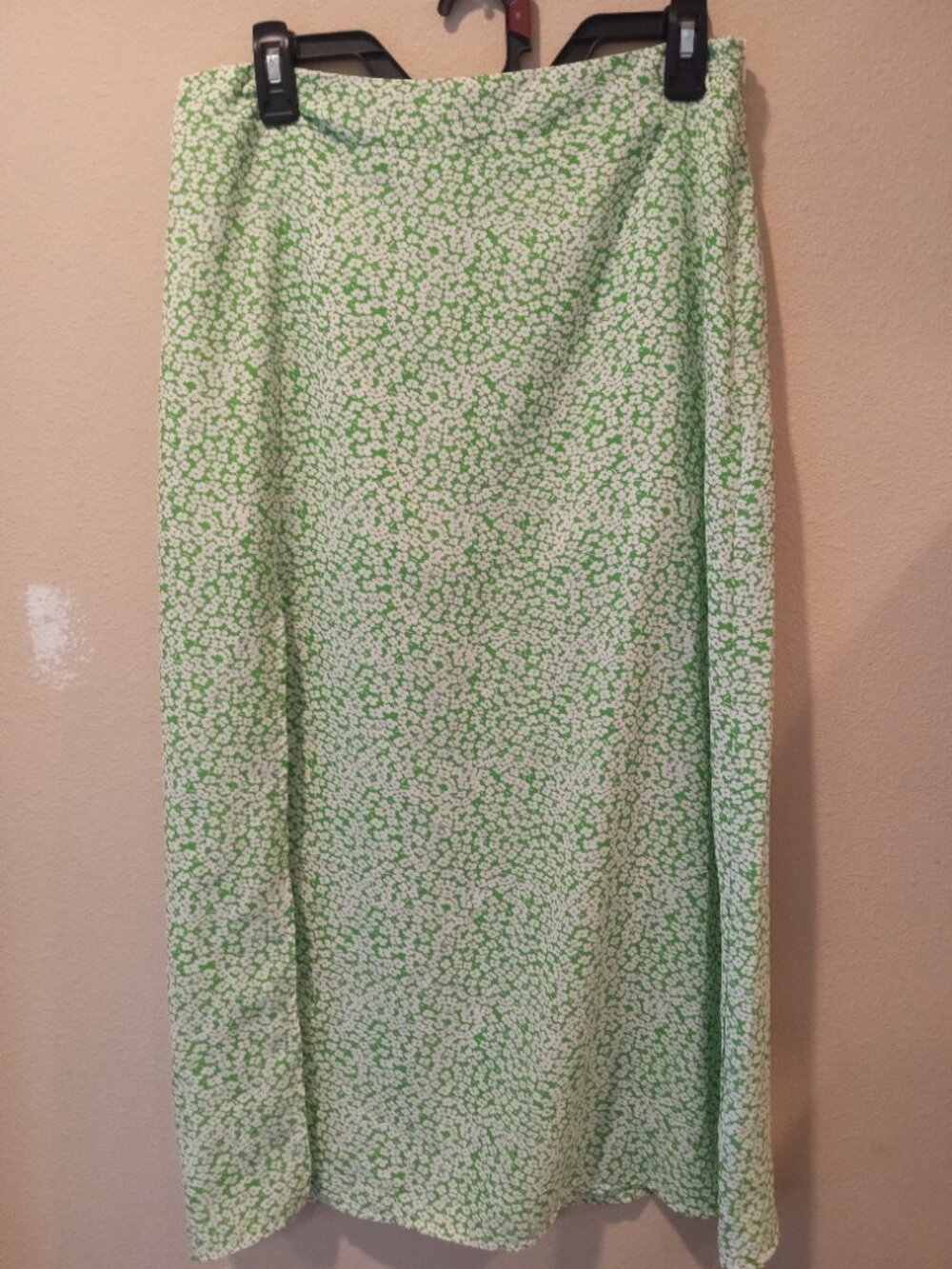Shein Green Floral Skirt Side Slit - Size Large